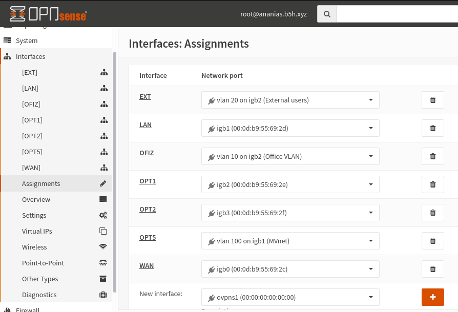 Assignments dialog