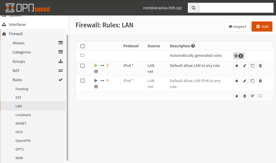 Firewall rules dialog
